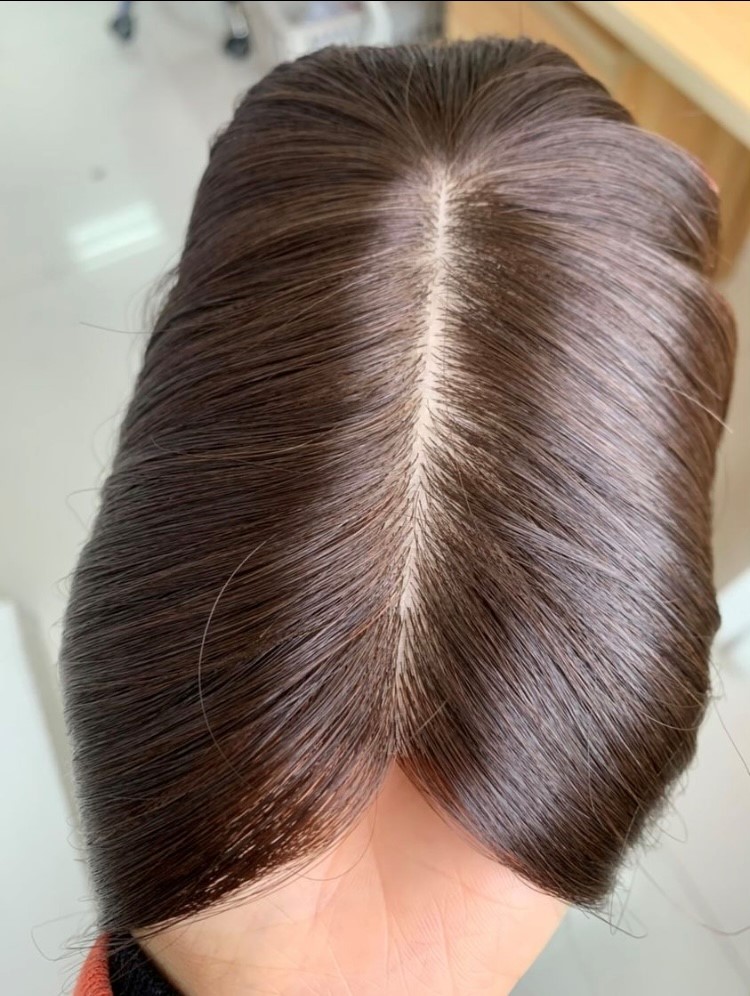 100% Premium Remy Human Hair Topper 5 x 6 Inch Silk Base 4# Medium Brown 16 inch - Image 2