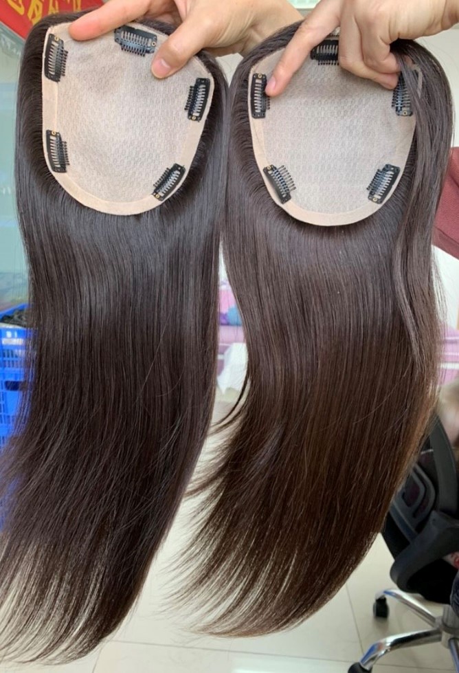 100% Premium Remy Human Hair Topper 2# Dark Brown - Image 3