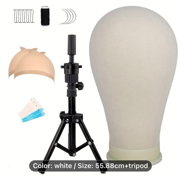 Canvas Head Block With Stand For Styling 21.5 circumference