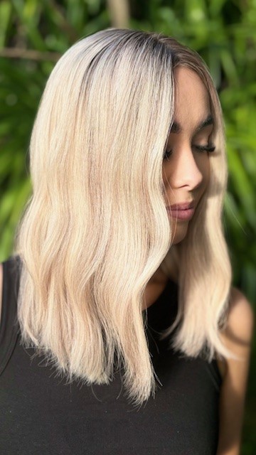 Sydney 14"/ Ash Blonde Rooted Human Hair Wig - Image 4