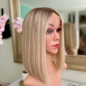 Mia 12"/ Ash Blonde Rooted Human Hair Wig