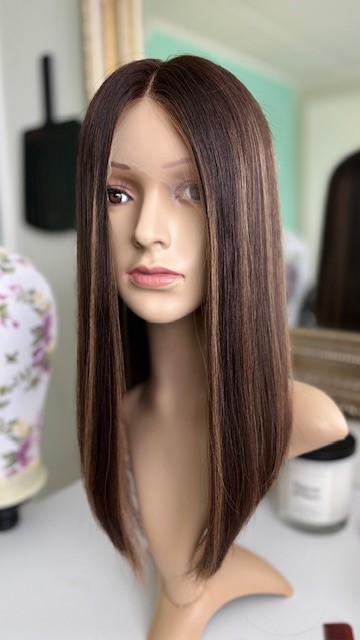 India 16'/Virgin Brown Balayage Human Hair Wig - Image 2