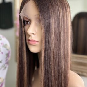 India 16'/Virgin Brown Balayage Human Hair Wig