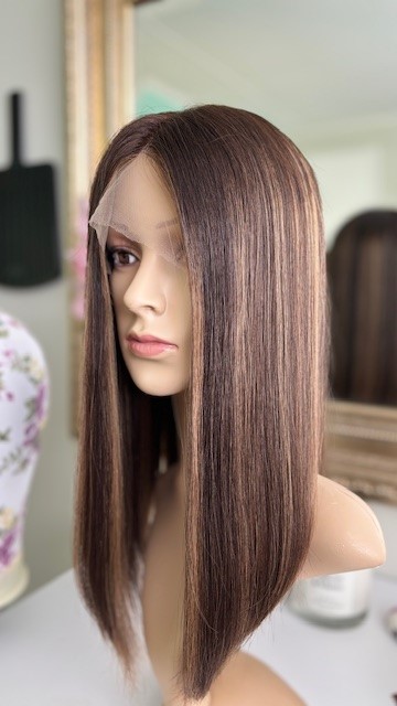 India 16'/Virgin Brown Balayage Human Hair Wig