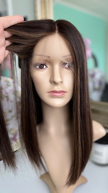India 16'/Virgin Brown Balayage Human Hair Wig - Image 4
