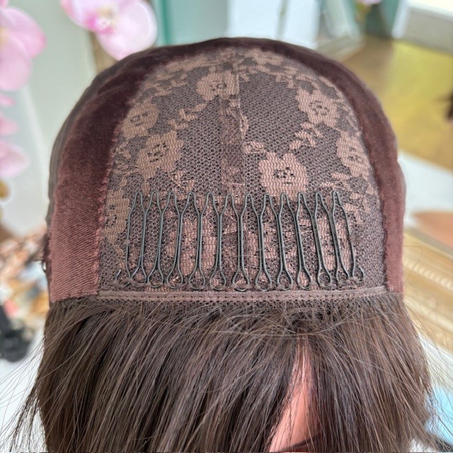 Beatrice 16'/Silk Top Human Wig Natural Medium Brown - Image 5