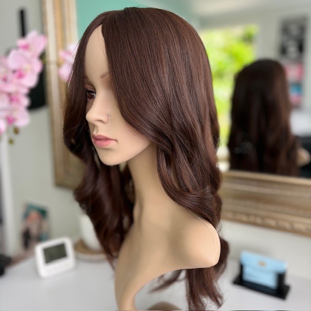 Carrie 22" Silk Topper Medium Brown Human Hair - Image 2