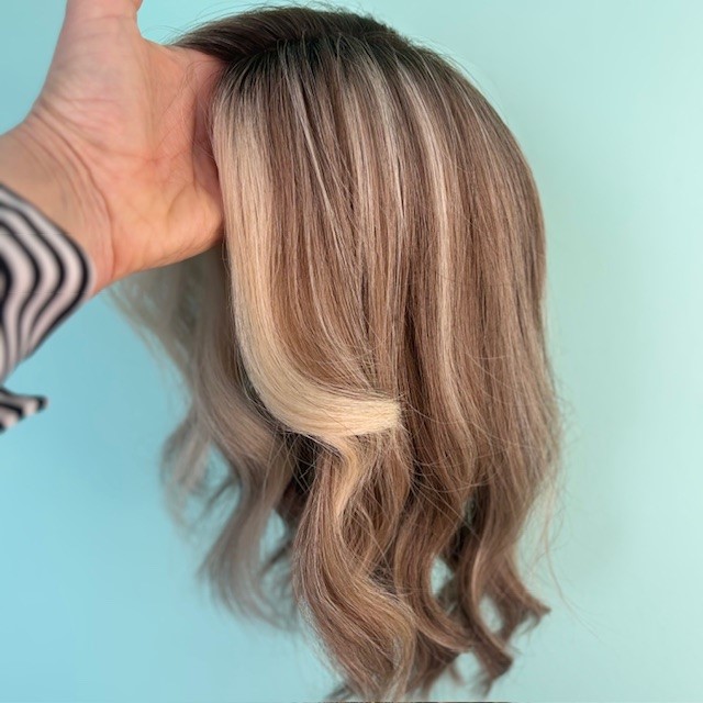 Monofilament Topper Balayage Blonde Mix 14 inch - Image 3