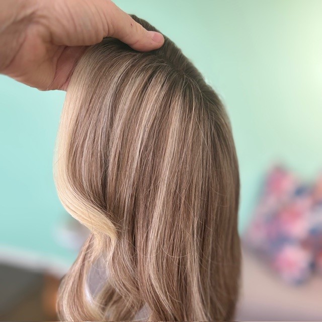 Monofilament Topper Balayage Blonde Mix 14 inch - Image 2